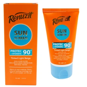 کرم ضد آفتاب رنگی رینوزیت با SPF90 مناسب پوست حساس حجم 50 میلی لیتر